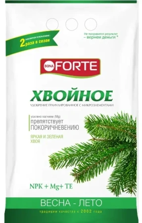 Удобрение Bona Forte комплексное гранулированное с микроэл. Хвойное (весна-лето) пак. 2 кг